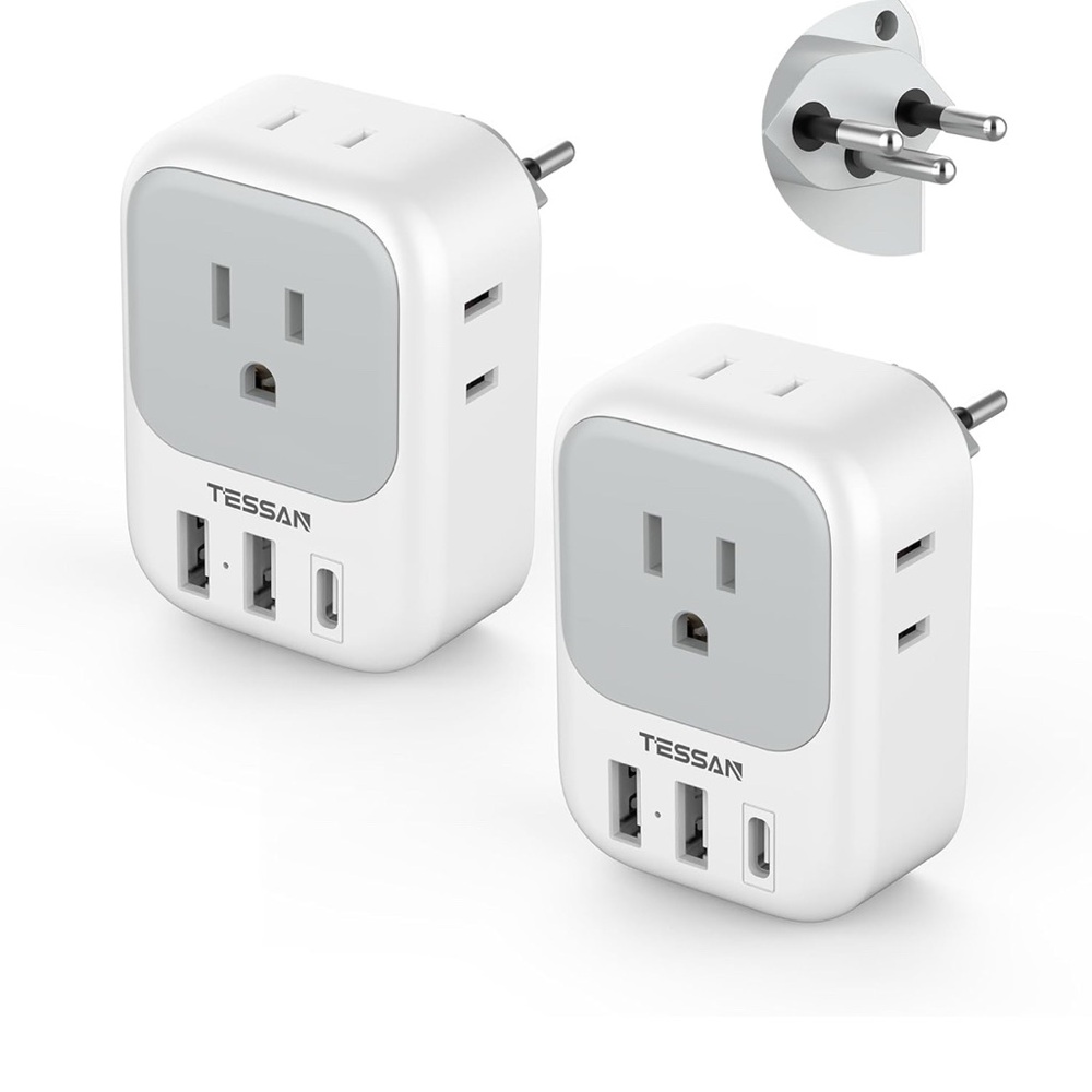 TESSAN Swiss Travel Adapter with USB Ports
